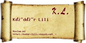 Kádár Lili névjegykártya