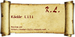 Kádár Lili névjegykártya